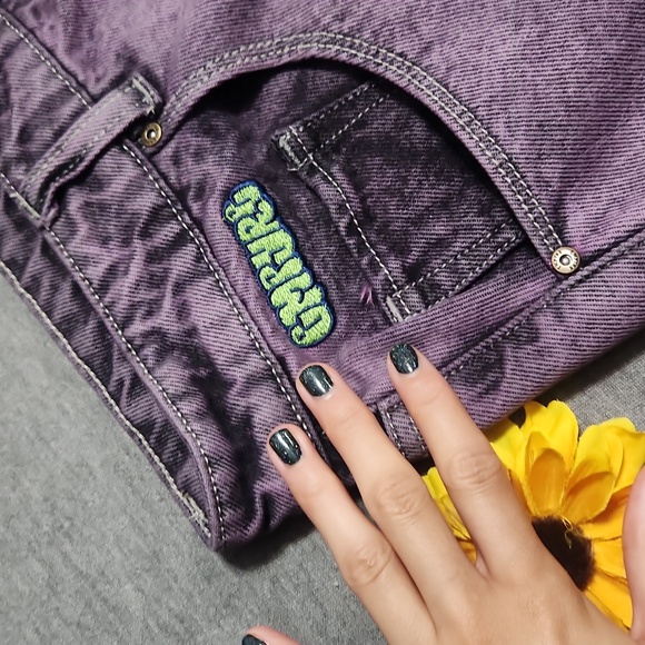 EMPYRE High Rise Baggy Relaxed Wide Leg Acid Wash Purple Skater "Mom" Jeans - Picture 13 of 17